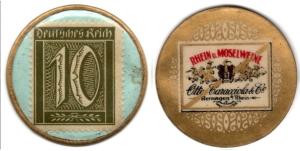 Rare Germany Encased Postage Stamp 10 Pfennig