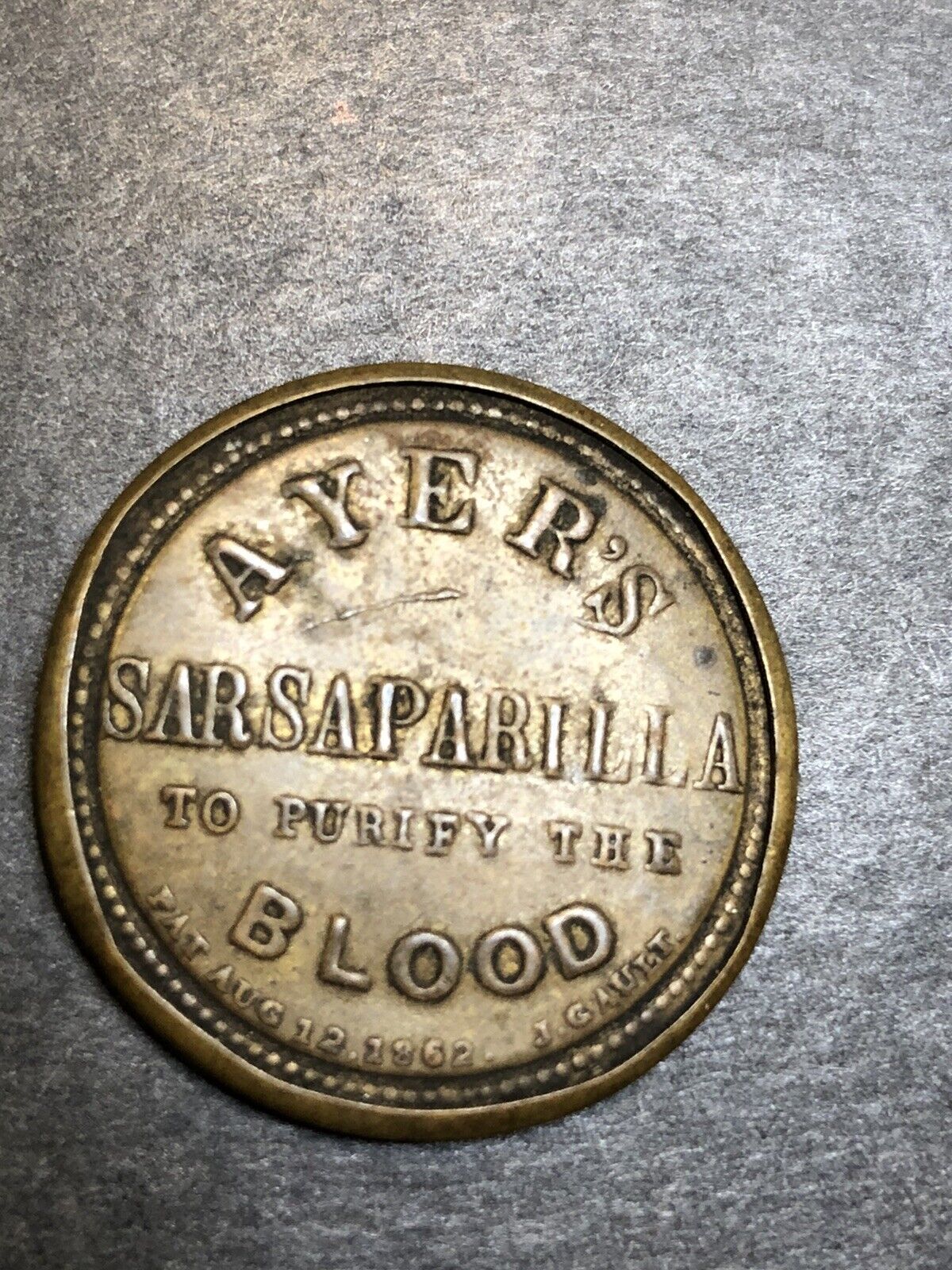 Ayers Sarsaparilla Encased Postage Stamp Coin EP34 EP15a