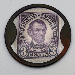1875 3 Cent Lincoln Encased Postage Stamp