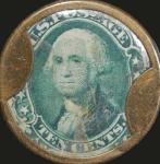 1862 John Gault Encased Washington 10¢ Postage Stamp