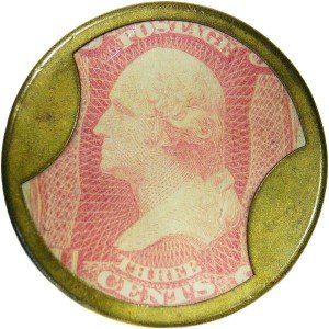 1862 3¢ AYERS Sarasaparilla Encased Postage Stamp