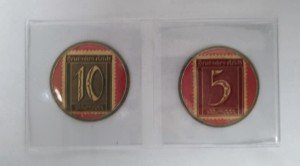 German Encased Postage Stamps: 5 & 10 Pfenning Set