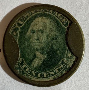 1862 Civil War 10c J. Gault Encased Stamp