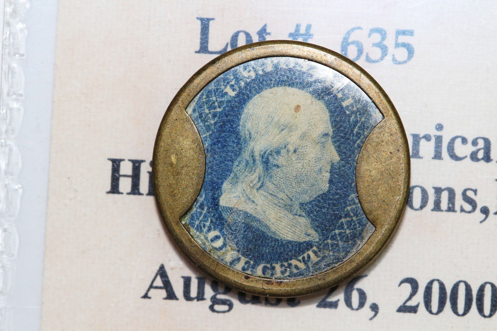 1862 Encased Postage Drake's Bitters 1 Cent Blue