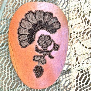Large Copper Batik Stamp in Wood Frame