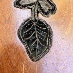 Large Copper Batik Stamp in Wood Frame