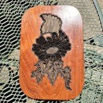 Large Copper Batik TJAP Stamp in Wood Frame