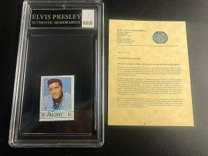 Elvis Presley Hair Memorabilia with Encased Stamp