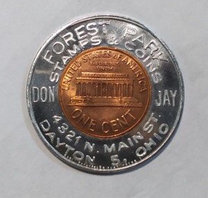 Dayton Ohio Encased Forest Park Cent Stamp