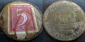Merz Shoe Cleaning Encased 5 Cent Stamp Token