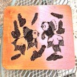 Large Copper Batik Fish Stamp in Wood Frame