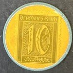 1920s Germany 10 Pfennig Encased Postage Stamp