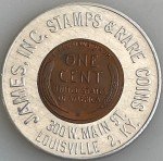 1953-D Louisville KY Encased Cent Stamps