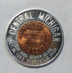 Central Michigan Coin Encased Stamp - Greenville