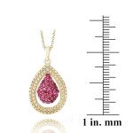 Gold Two-Tone Teardrop Ruby Pendant Necklace