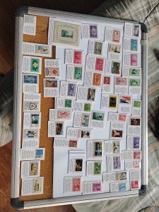 Commemorative Stamp Collection with Descriptions Encased