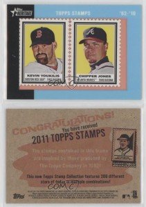 2011 Topps Heritage Encased Stamps Kevin Youkilis & Chipper Jones