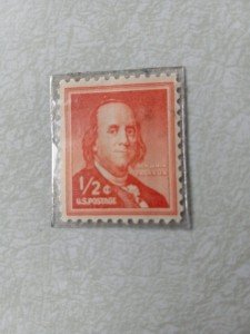 Benjamin Franklin 1/2 Cent Encased Postage Stamp