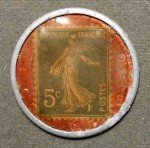 France 5 Centime Green Encased Stamp - Societe Generale