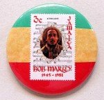 Bob Marley Encased Jamaica Postage Stamp Pinback