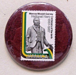 Marcus Garvey Encased Jamaica Postage Stamp Pinback