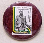 Marcus Garvey Encased Jamaica Postage Stamp Pinback