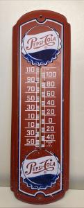 Pepsi-Cola Vintage Metal Thermometer 8.5 x 27
