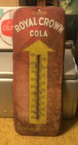 Royal Crown Cola 1950s Metal Thermometer Sign