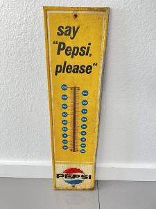 Vintage Pepsi-Cola Light Refreshment Thermometer Sign