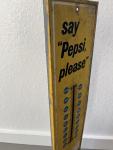 Vintage Pepsi-Cola Light Refreshment Thermometer Sign