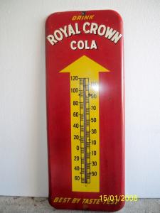 1950s Royal Crown Cola Metal Thermometer