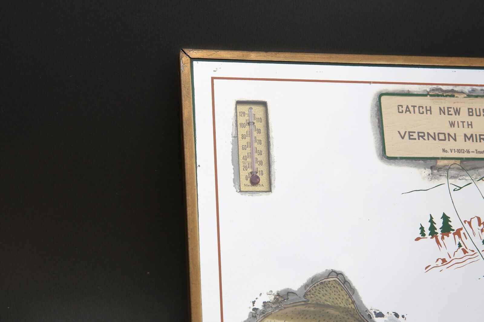 Antique Fishing Lure Advertising Thermometer: Vintage Bass Trout