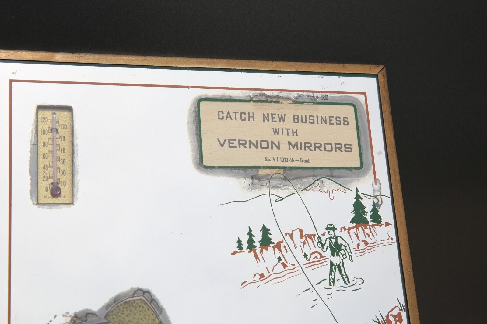 Antique Fishing Lure Advertising Thermometer: Vintage Bass Trout