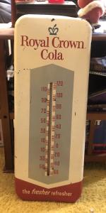 Royal Crown Cola Thermometer Metal Sign 1950s