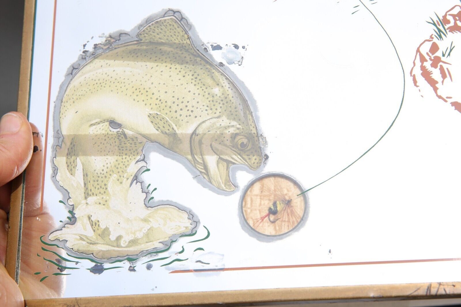 Antique Fishing Lure Advertising Thermometer: Vintage Bass Trout