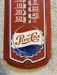 Pepsi Cola Vintage Metal Thermometer Bottle Cap Sign