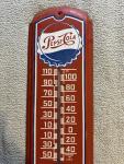 Pepsi Cola Vintage Metal Thermometer Bottle Cap Sign