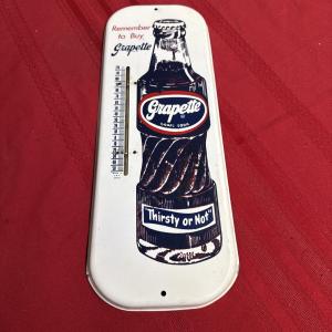 Grapette "Thirsty or Not" Vintage Metal Thermometer