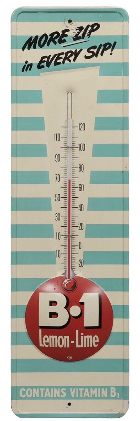 Vintage Lemon Soda Tin Lithograph Thermometer - Bar Decor