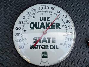 1960s Quaker State Motor Oil Bubble Thermometer Sign
