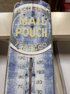 Mail Pouch Tobacco Painted Metal Thermometer Sign