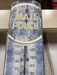Mail Pouch Tobacco Painted Metal Thermometer Sign
