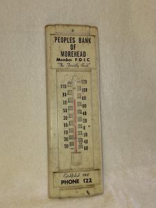Rare Vintage Peoples Bank Wall Thermometer, 1907