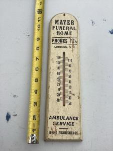 Mayer Funeral Home Wooden Chickens Thermometer, Addison NY