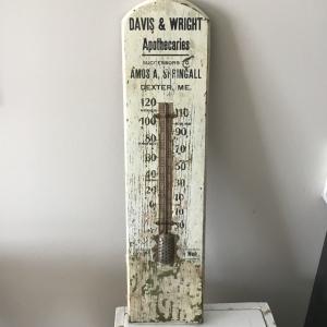 Antique Dr. A.C. Daniels Wood Thermometer