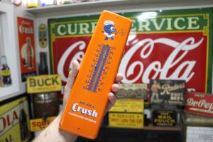 1950s Orange Crush Soda Metal Thermometer Sign