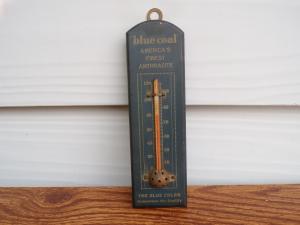 Vintage Blue Coal Anthracite Wall Thermometer