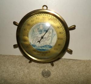 1940s Pilot Beer Ship's Wheel Thermometer