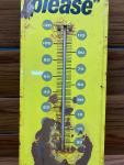 Vintage Pepsi Please Metal Thermometer Sign