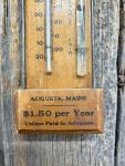 Antique MAINE FARMER Wooden Advertising Thermometer